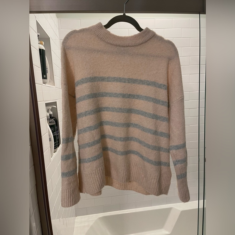Lilla P Blue and White Striped Sweater. Size medium.